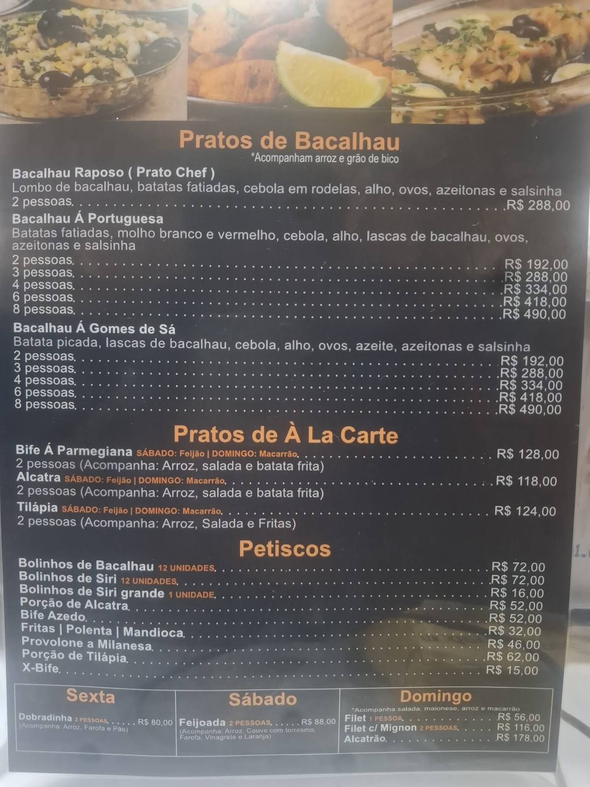 Cantina Açores cardápio