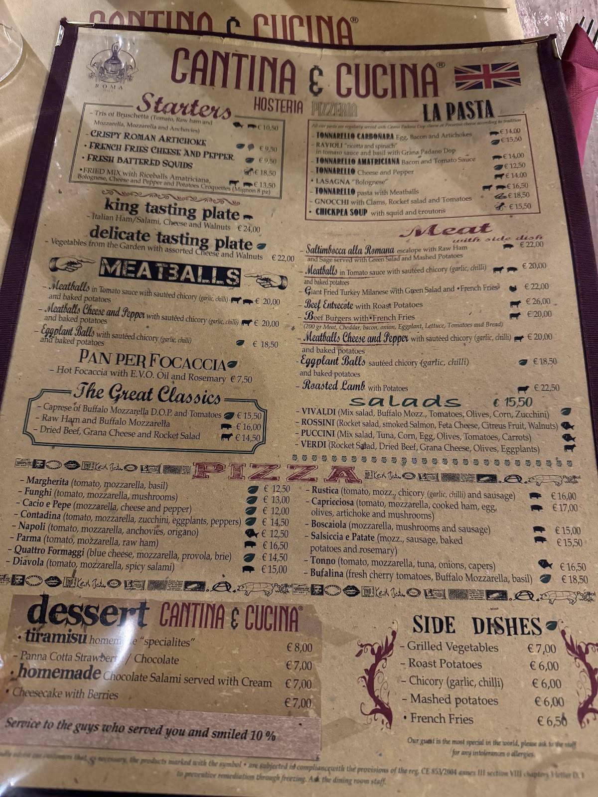 Menu di Cantina e Cucina 