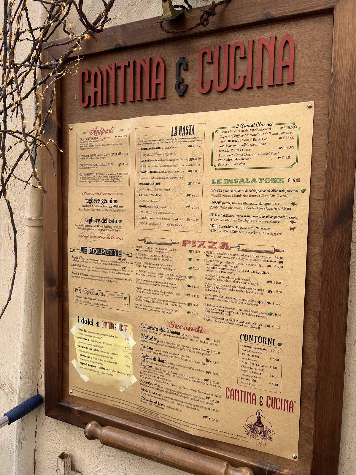 Menu di Cantina e Cucina 