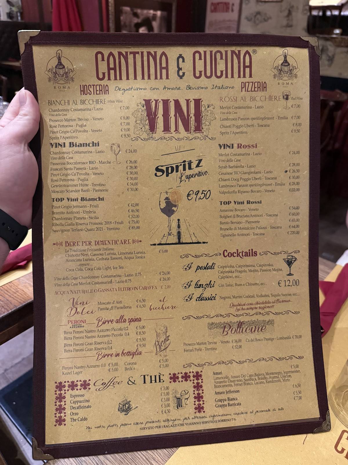 Menu di Cantina e Cucina 
