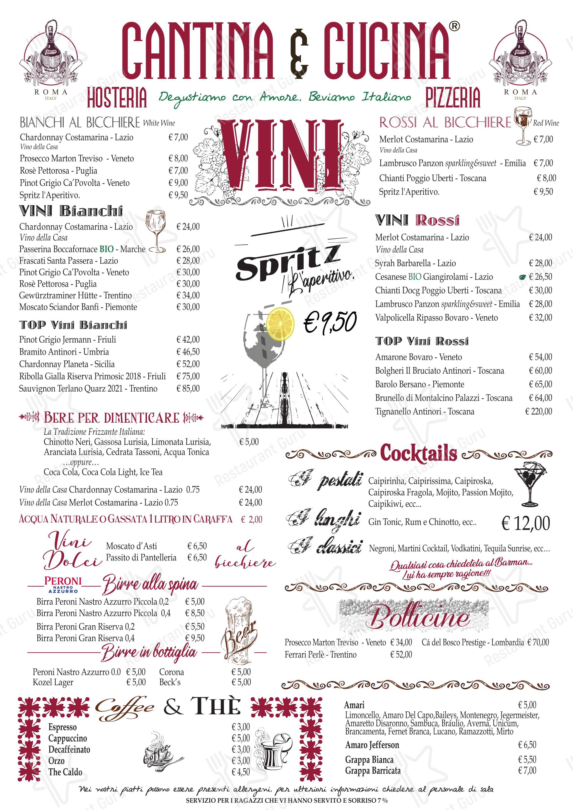 菜单 per Cantina e Cucina in Roma