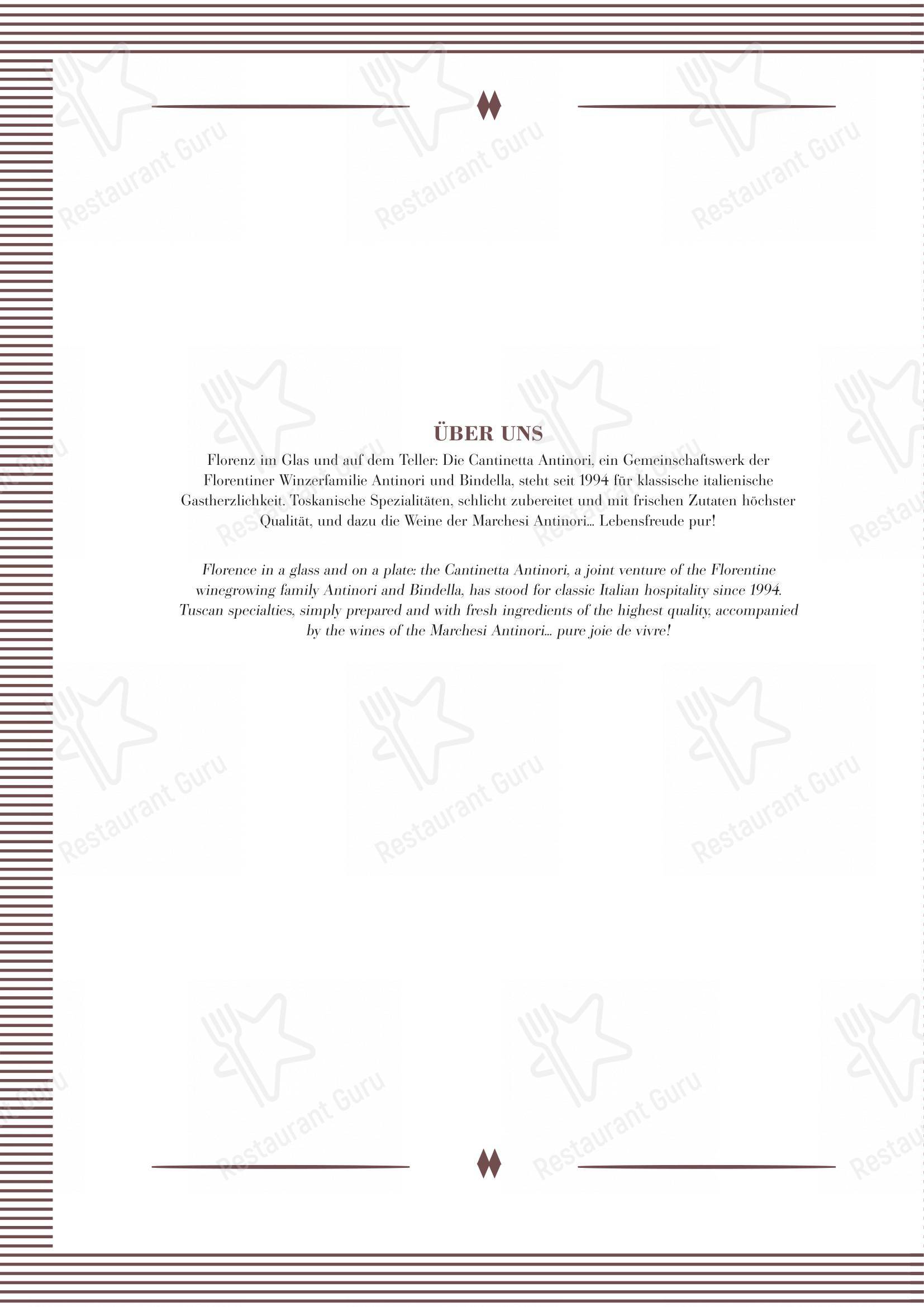 Menu per Cantinetta Antinori in Zurigo