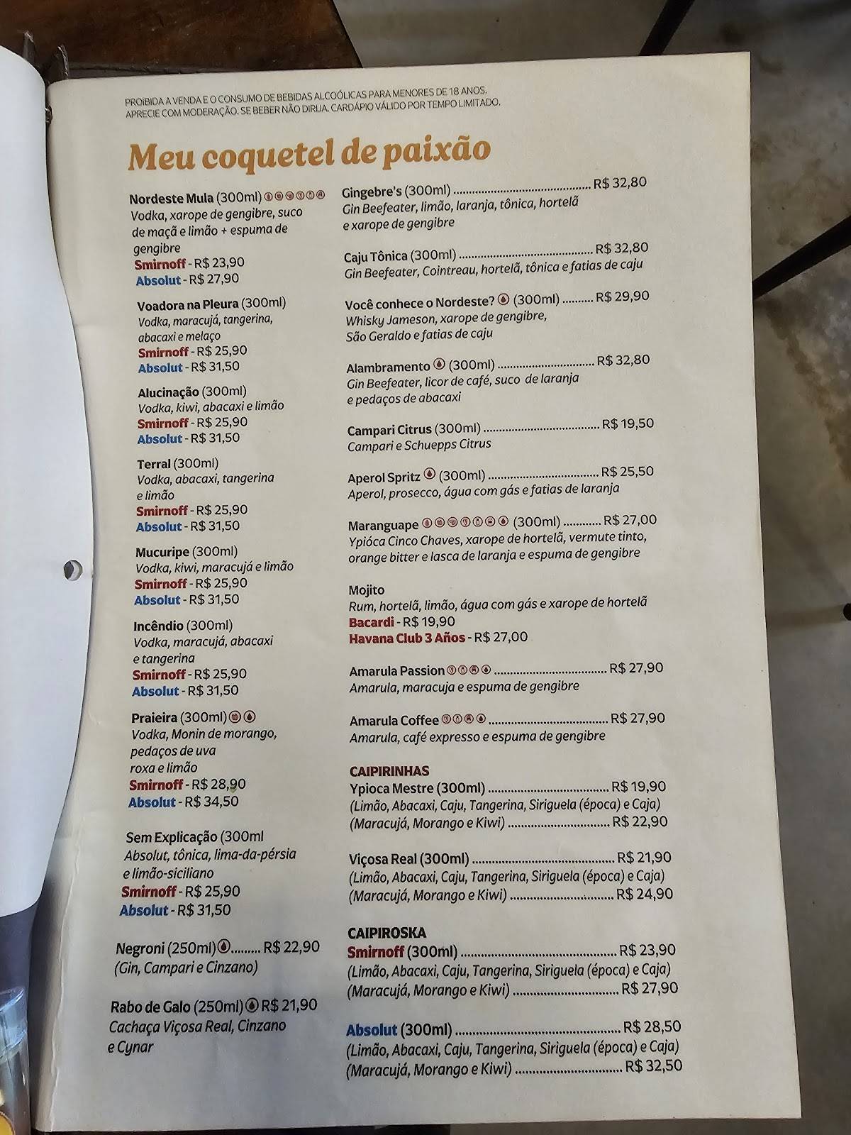 Cantinho do Frango cardápio