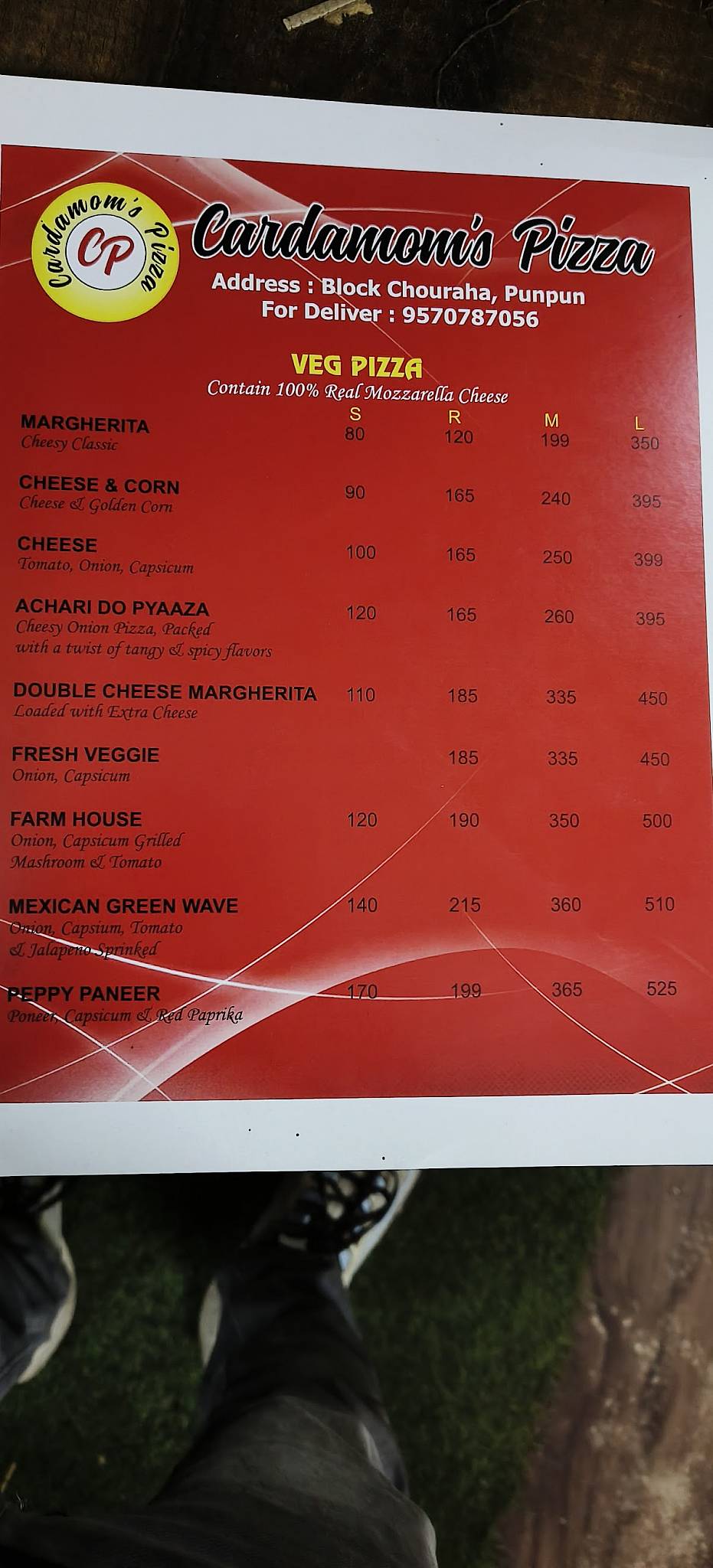 Cardamom's pizza menu