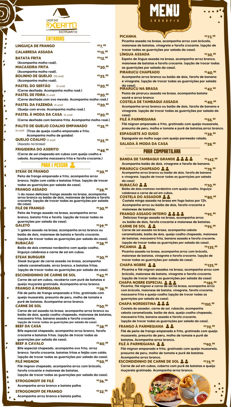 Casa do Axerito - Restaurante em Manaus cardápio