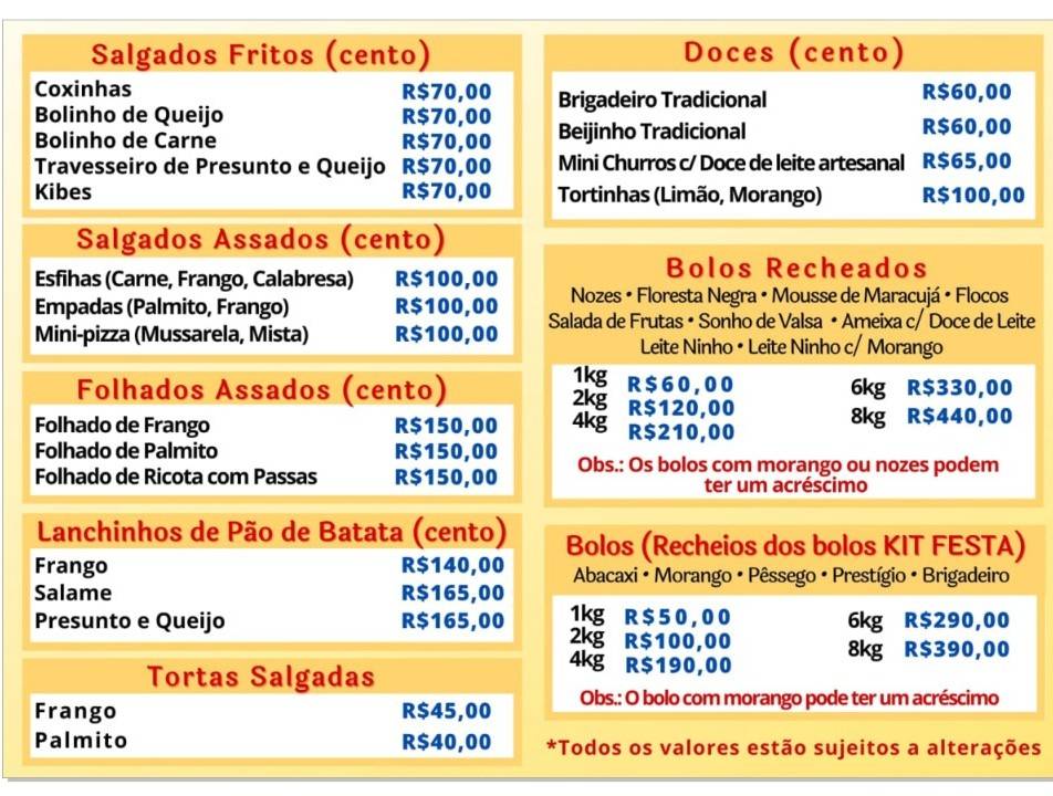 Casa dos Salgados Sabor & Cia cardápio