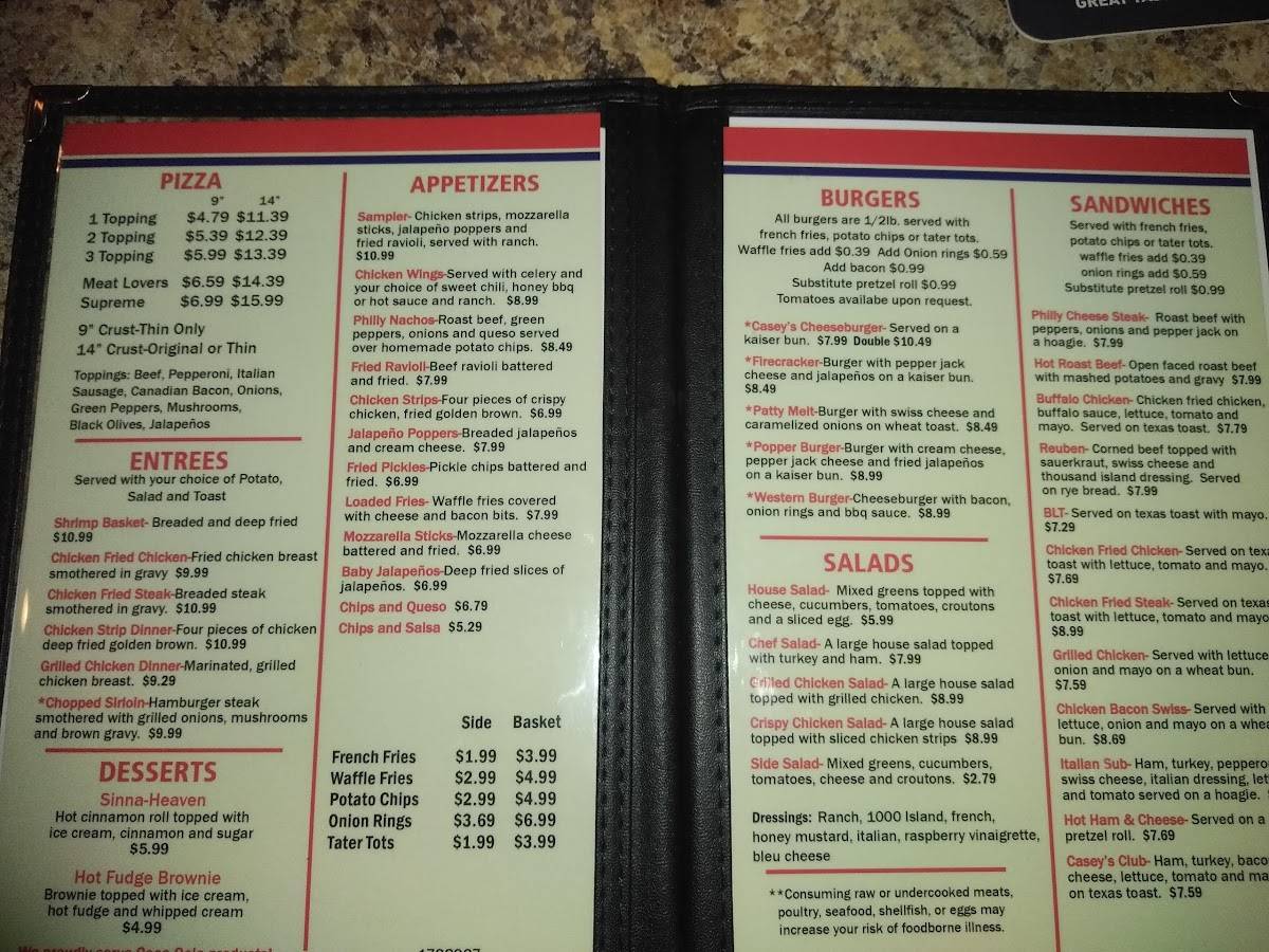 Menu at Casey's Bar & Grill, Wichita