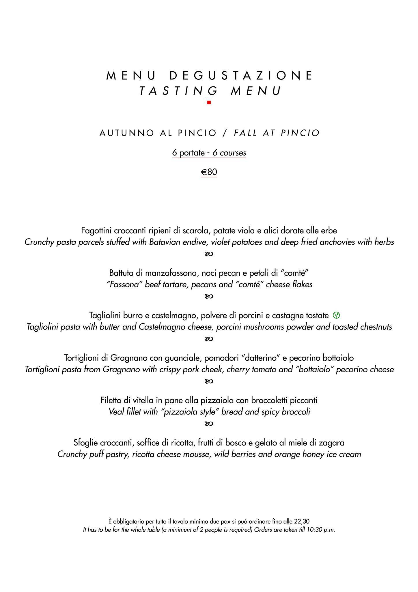 Menu di Casina Valadier 