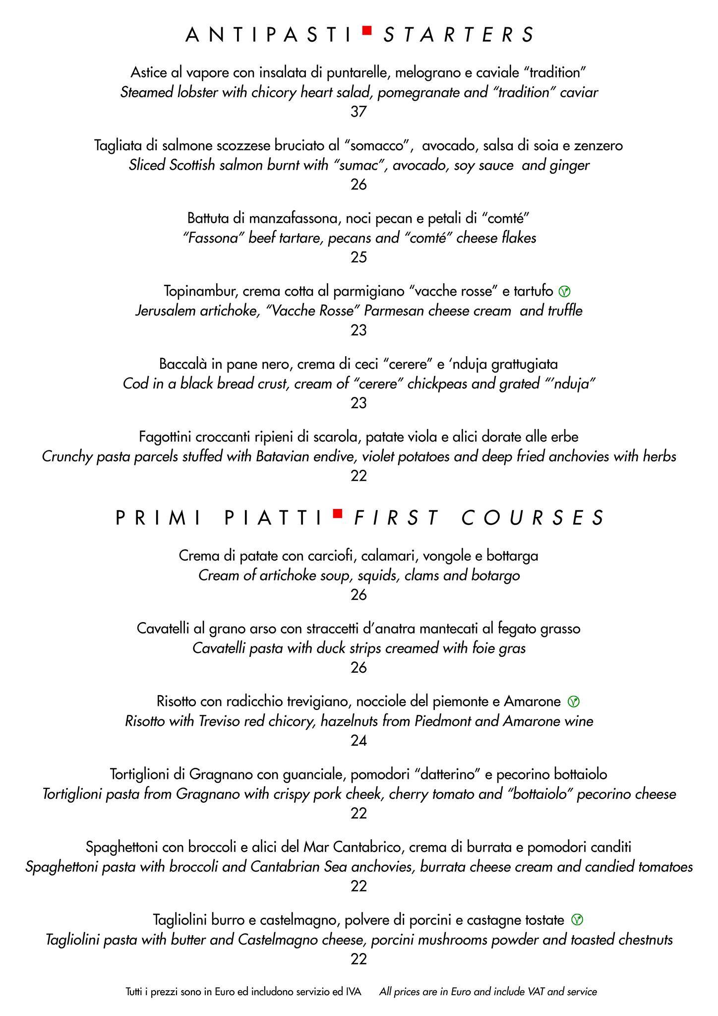 Menu di Casina Valadier 
