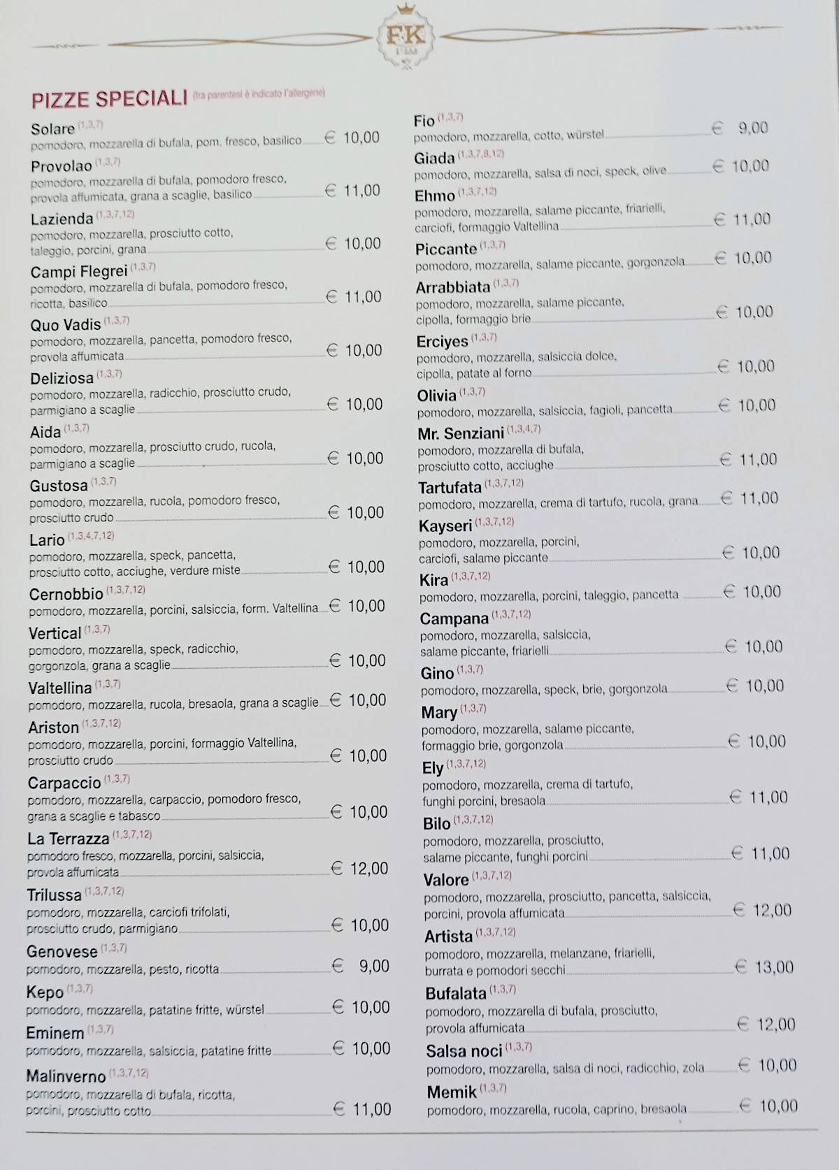 Menu di La Terrazza 