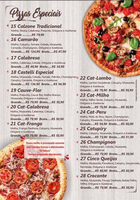 Castelli Pizzas E Lanches - Pizzaria em Marilia cardápio