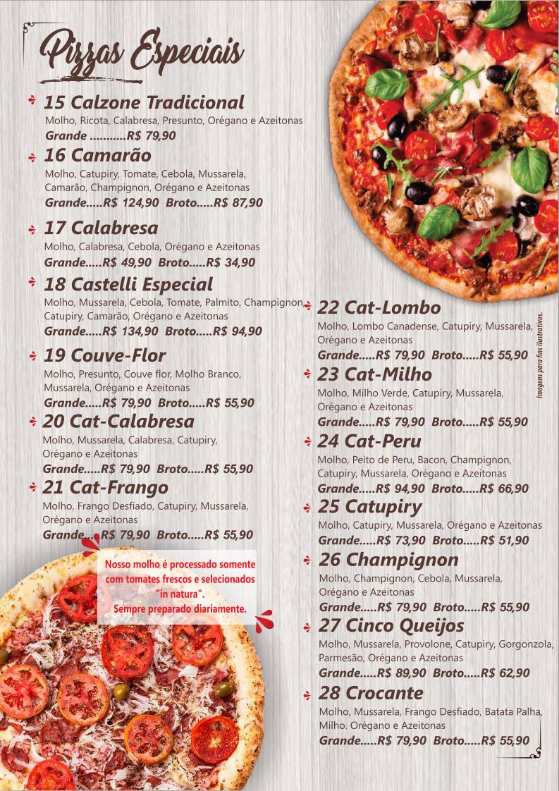 Castelli Pizzas E Lanches - Pizzaria em Marilia cardápio