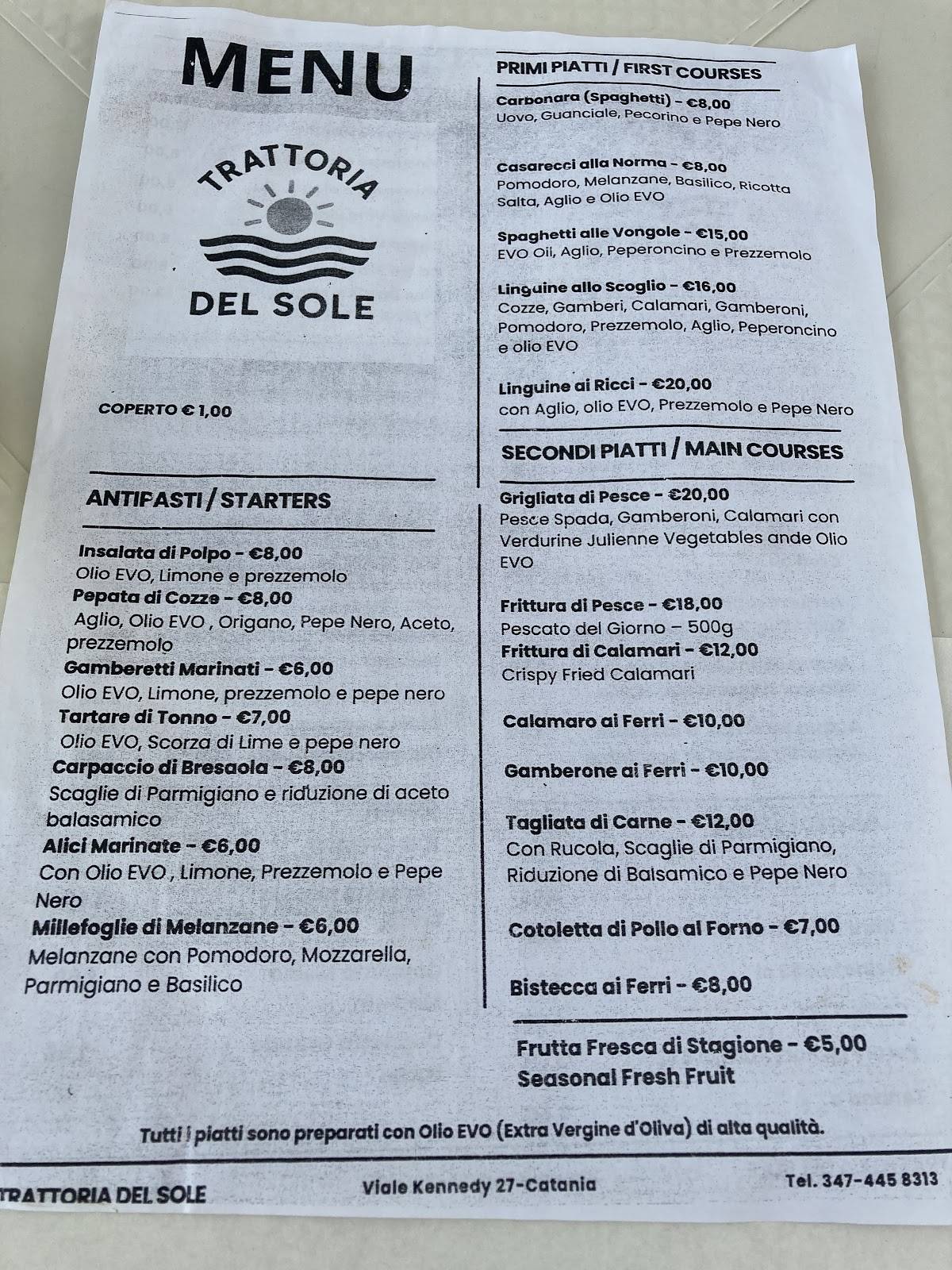 Menu di Trattoria del Sole 