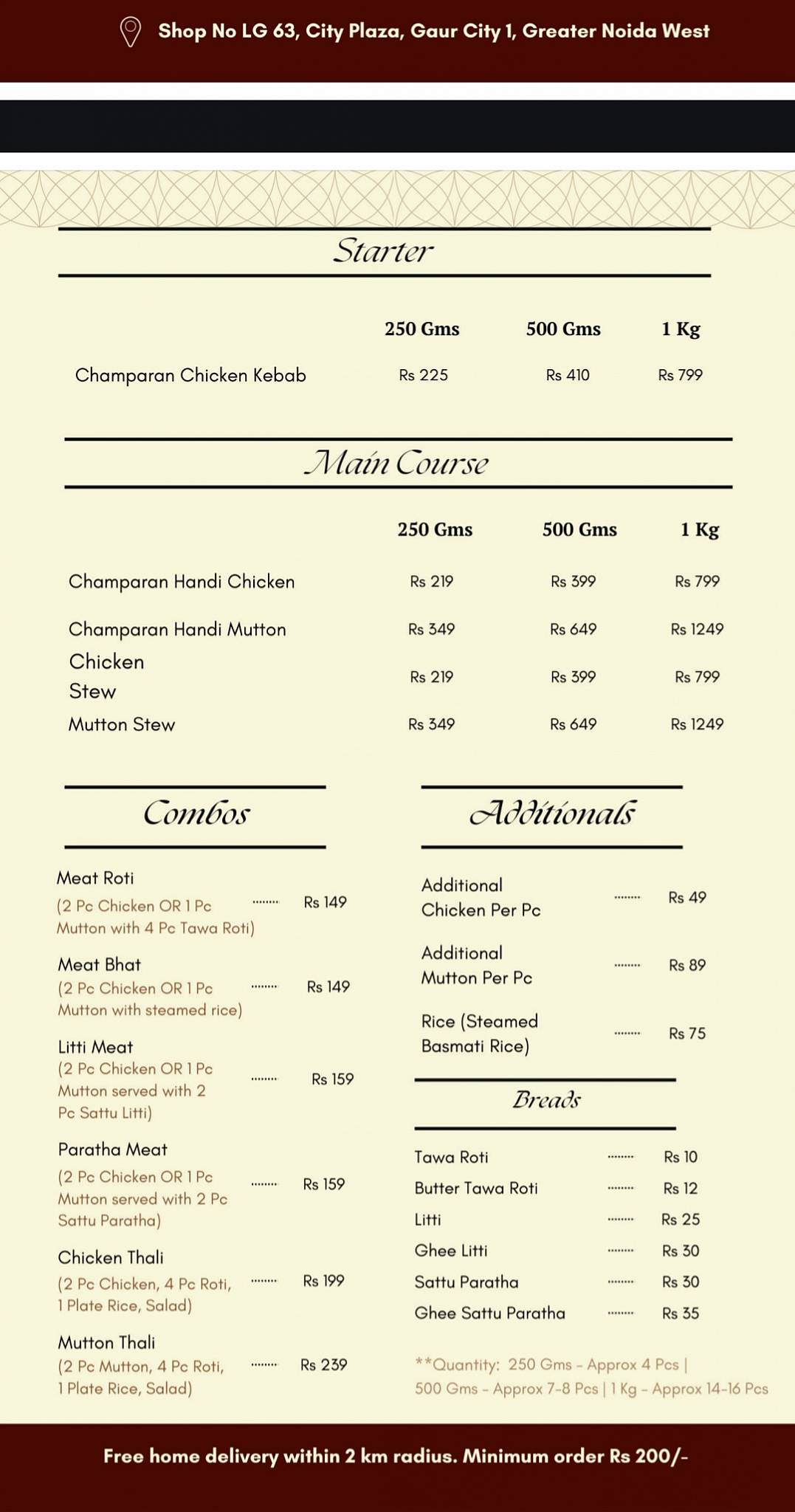 Champaran Rasoi menu