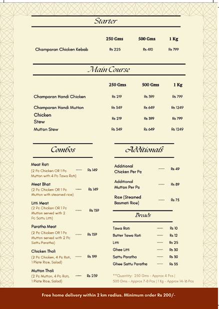 Champaran Rasoi menu