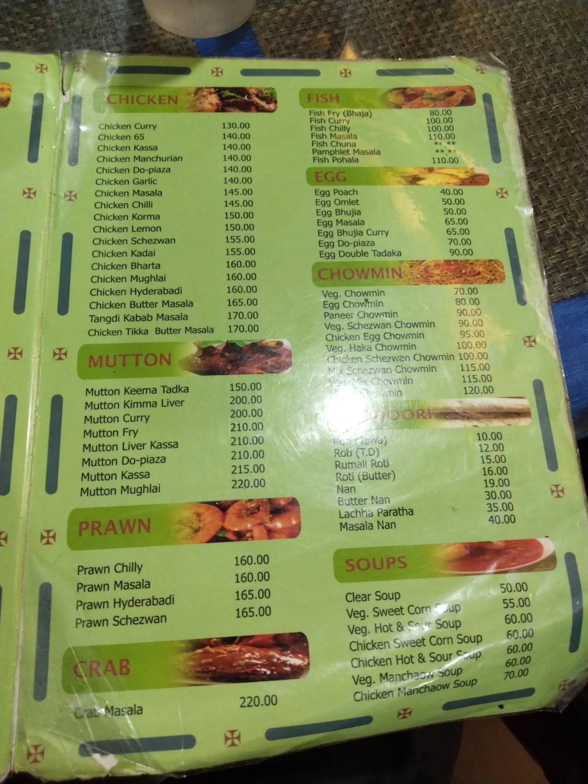 Chancellor Restaurant menu