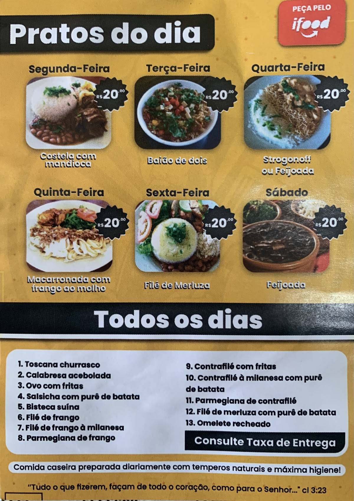 Chefão Restaurante cardápio