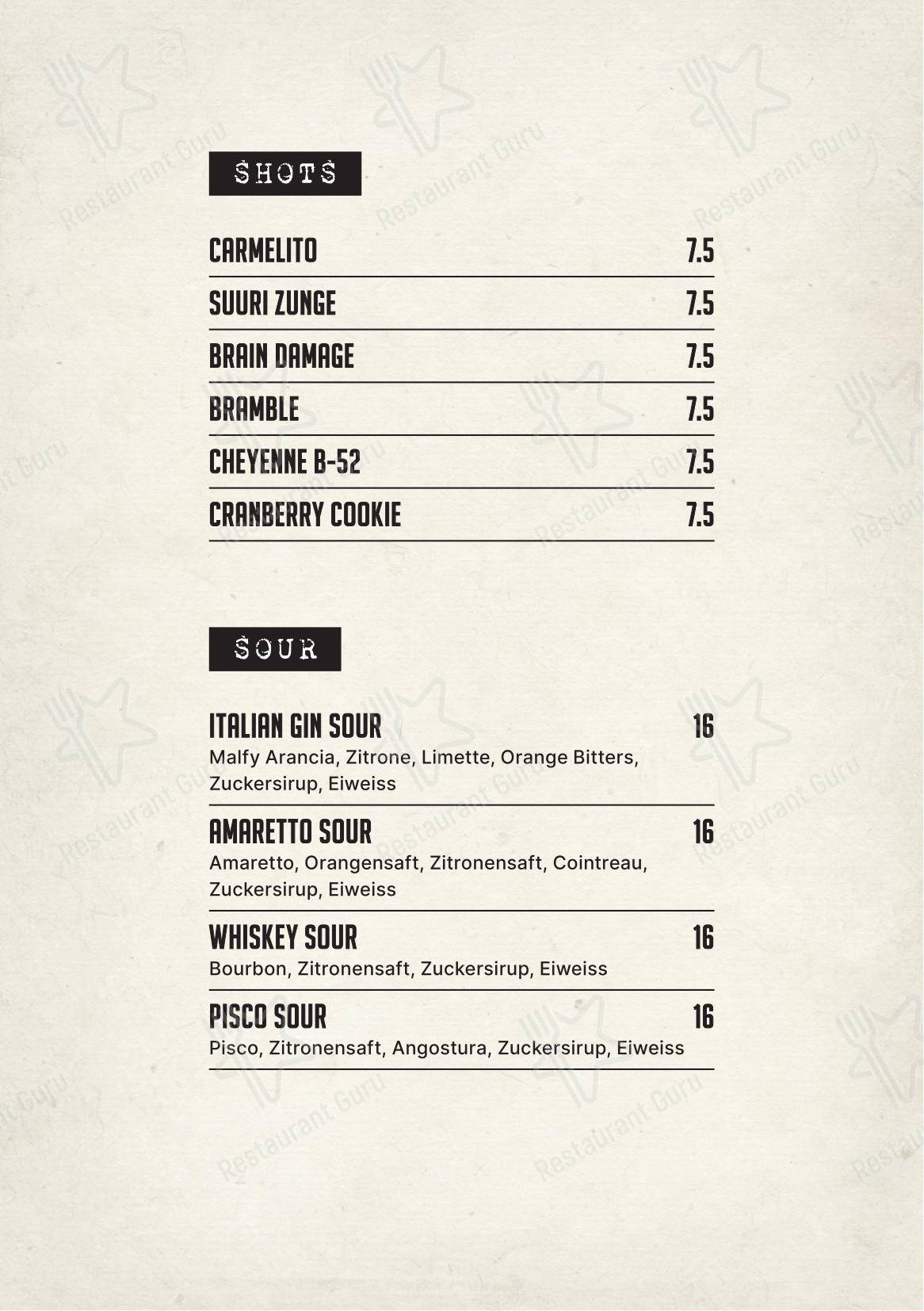 Menu pour Cheyenne - Основное меню