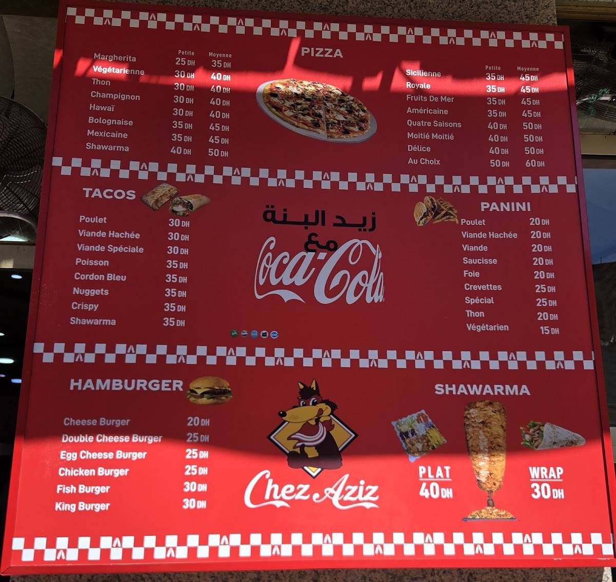 Menu de Chez Aziz