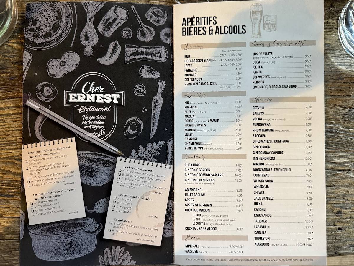 Menu de Chez Ernest