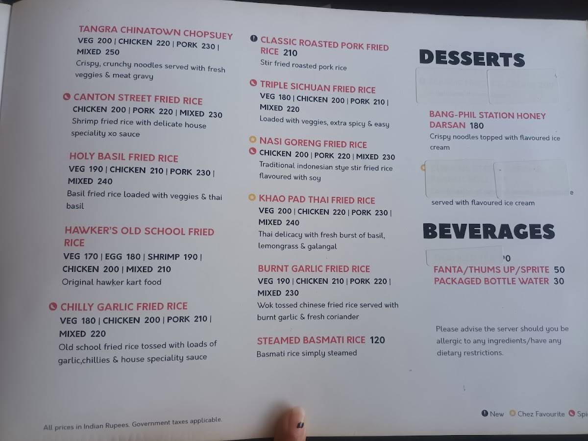 Chez - Pan Oriental Kitchen menu