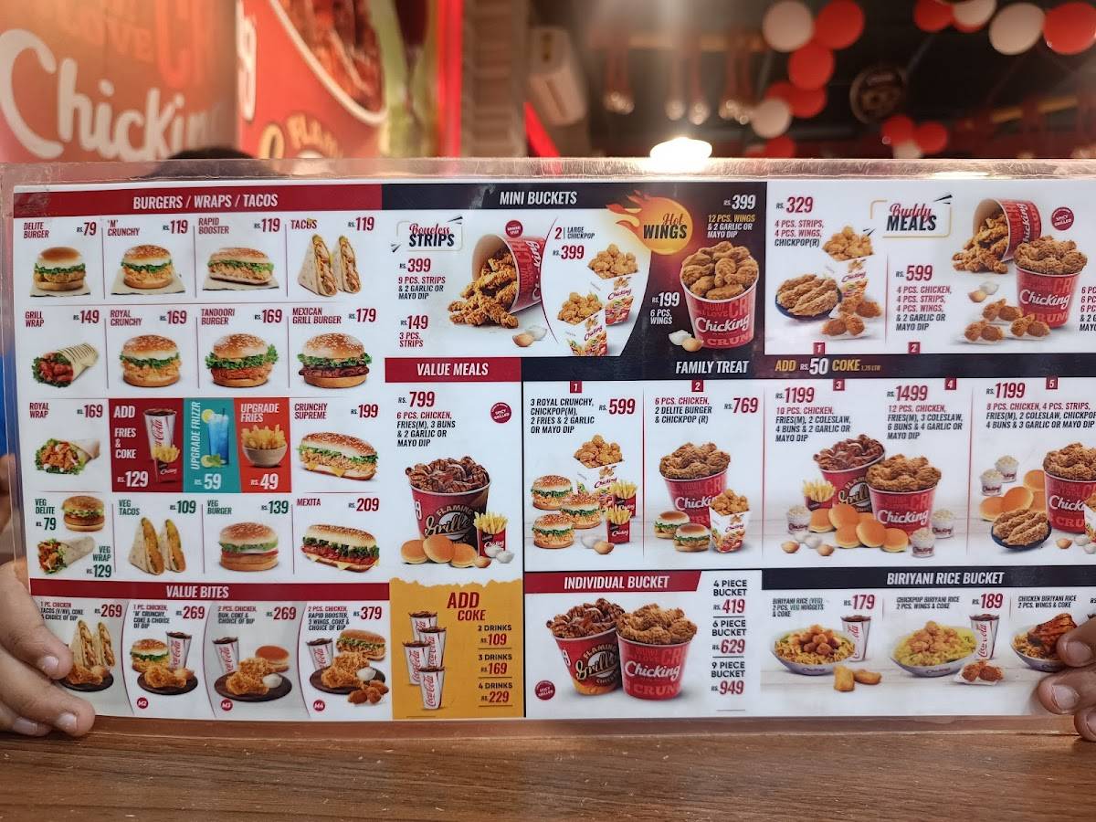 Menu At Chicking Fried Chicken Punalur