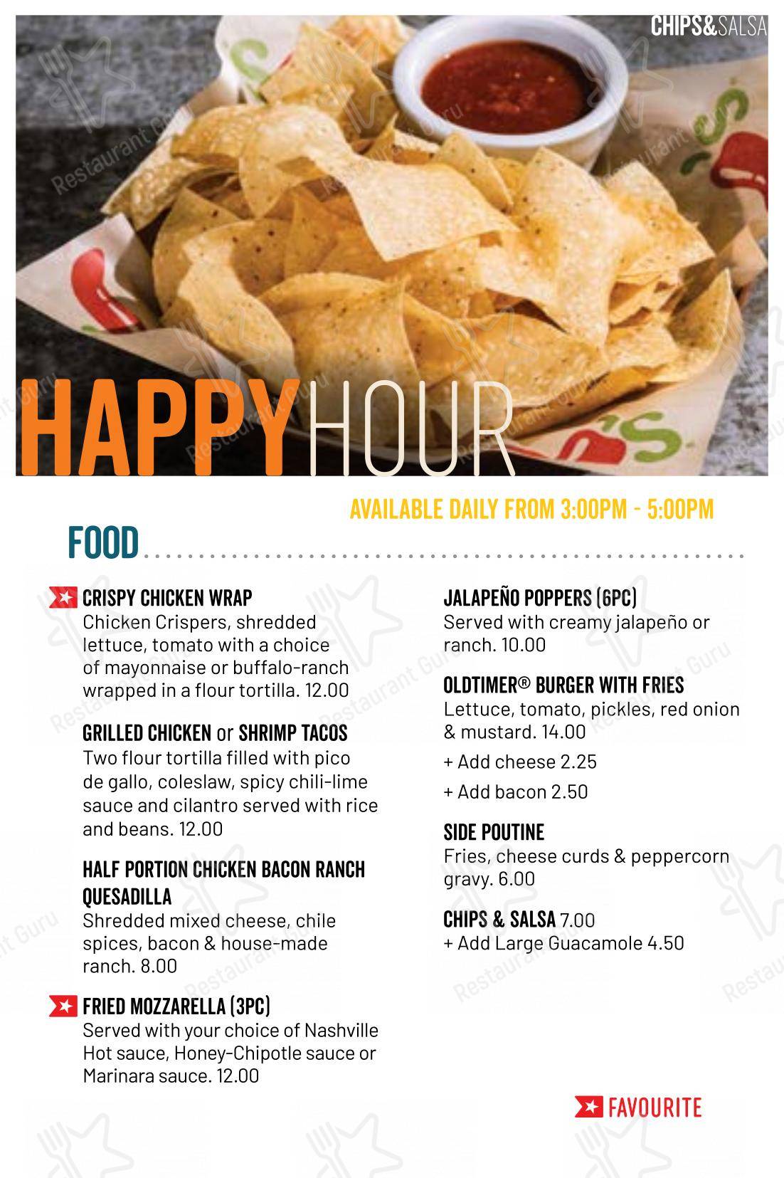Chili's Grill & Bar dans Banff - Коктейльная карта