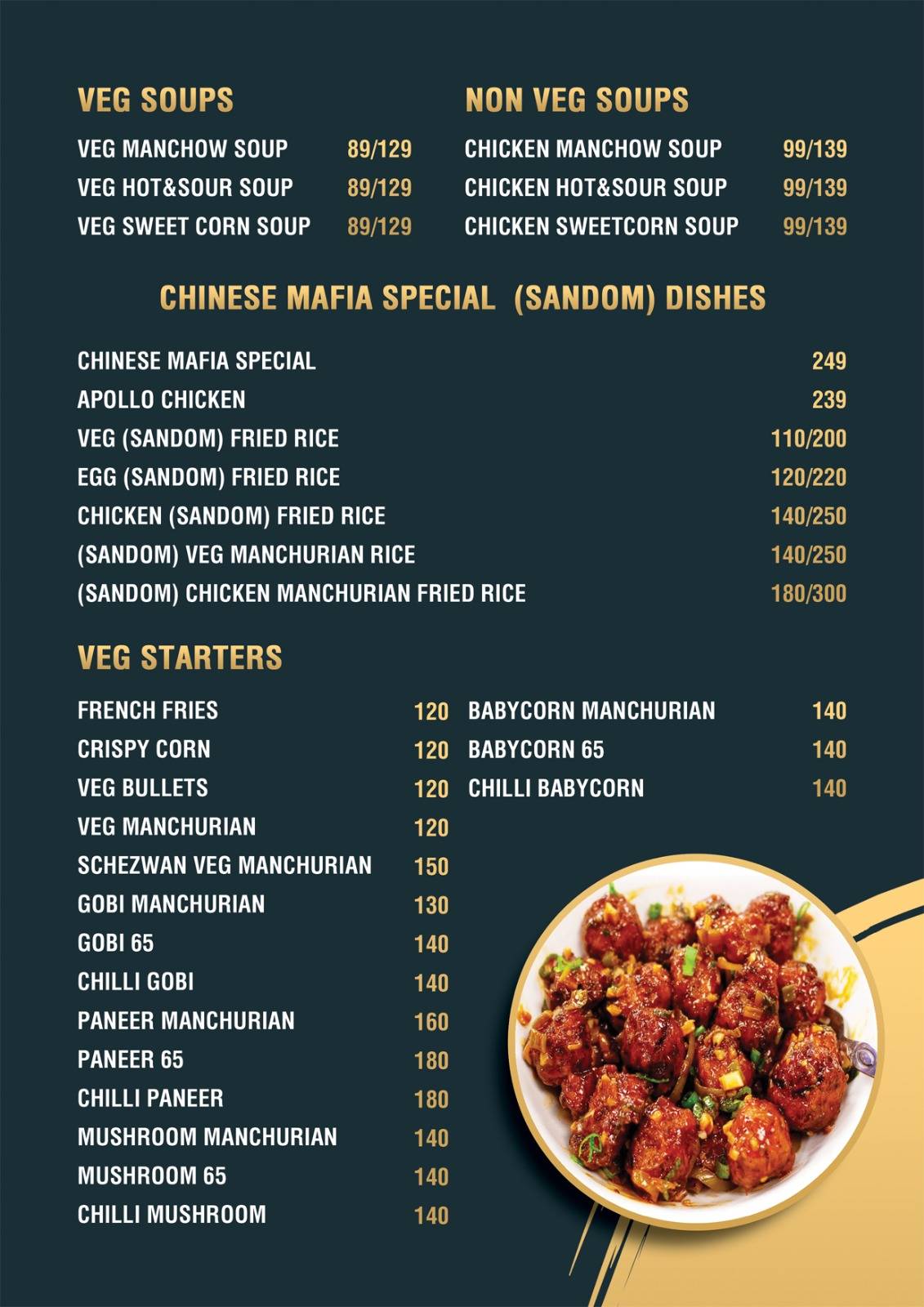 Chinese mafia cafe menu