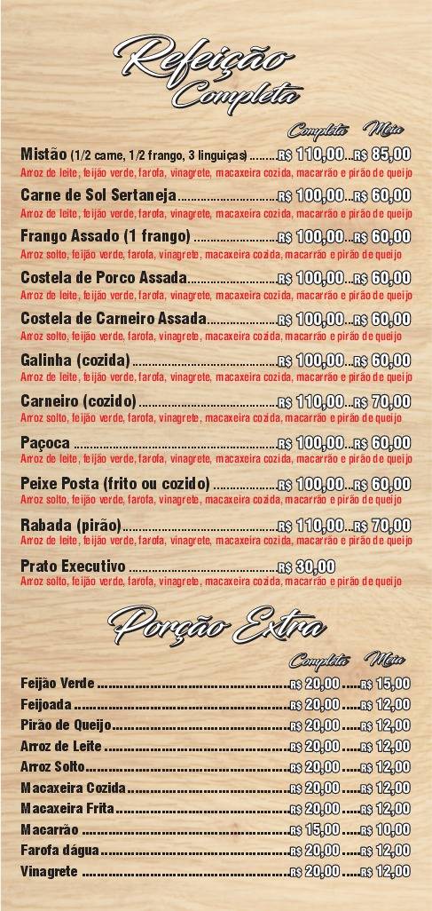 Churrascaria e Pizzaria Arnaldo Oliveira Tirol cardápio