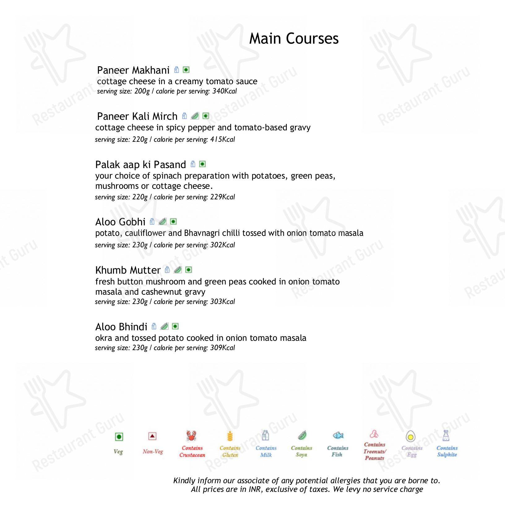 Menu for the Citrus - Fine Dining Restaurant restaurant
