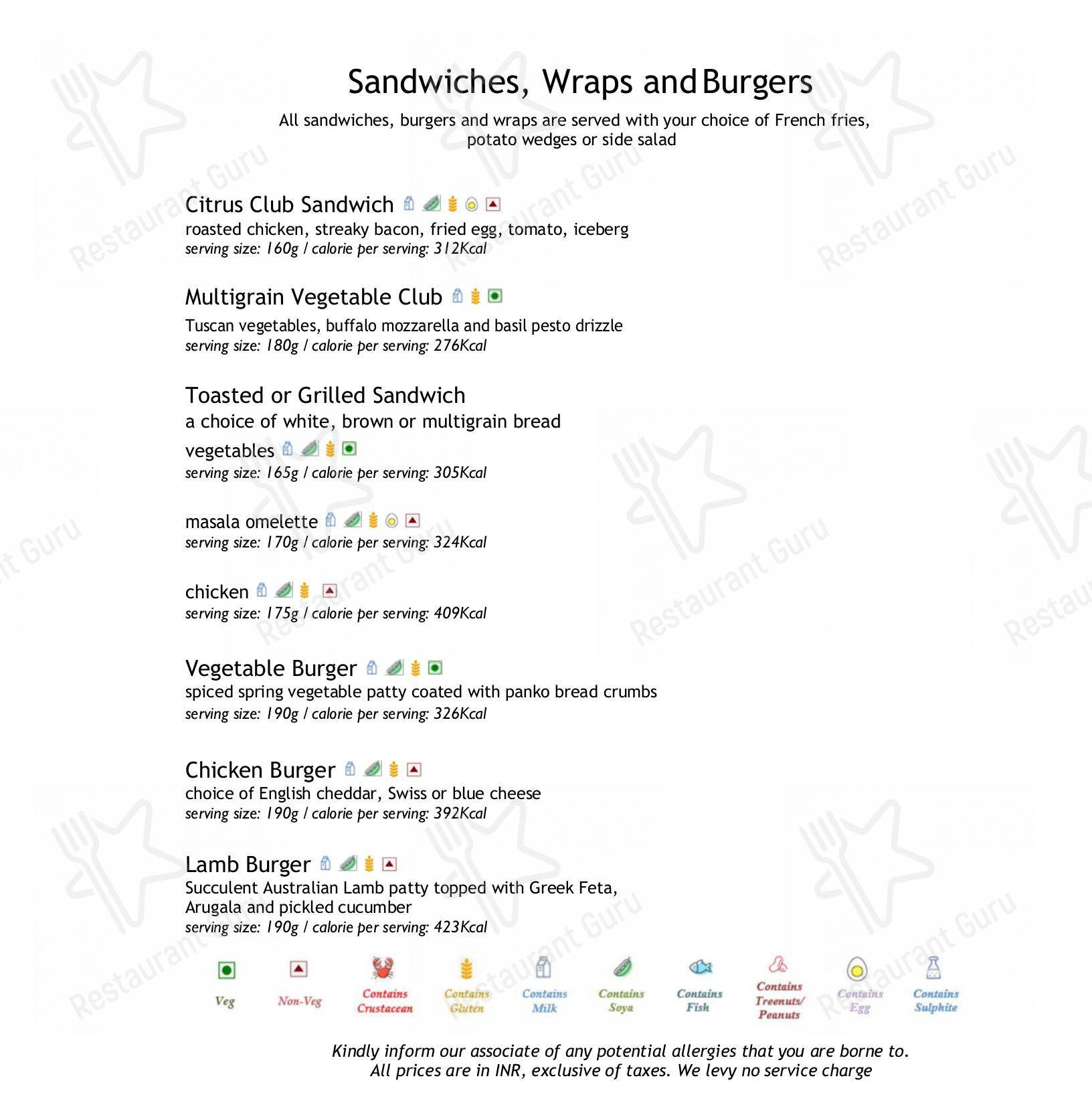 Citrus - Fine Dining Restaurant in Mumbai - Menu