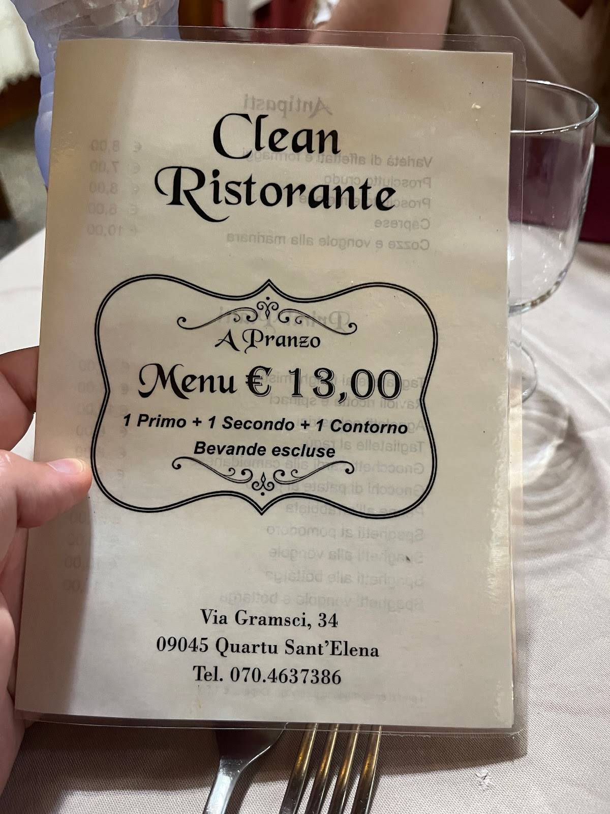 Menu di Clean Ristorante Bar 