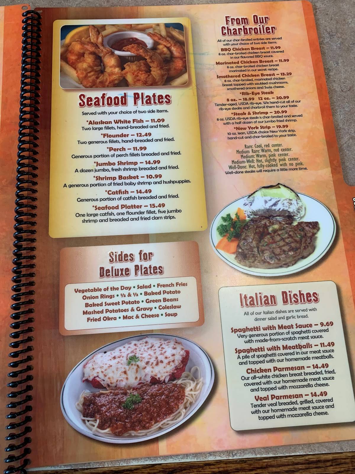 Menu at Clock of Laurens restaurant, Laurens