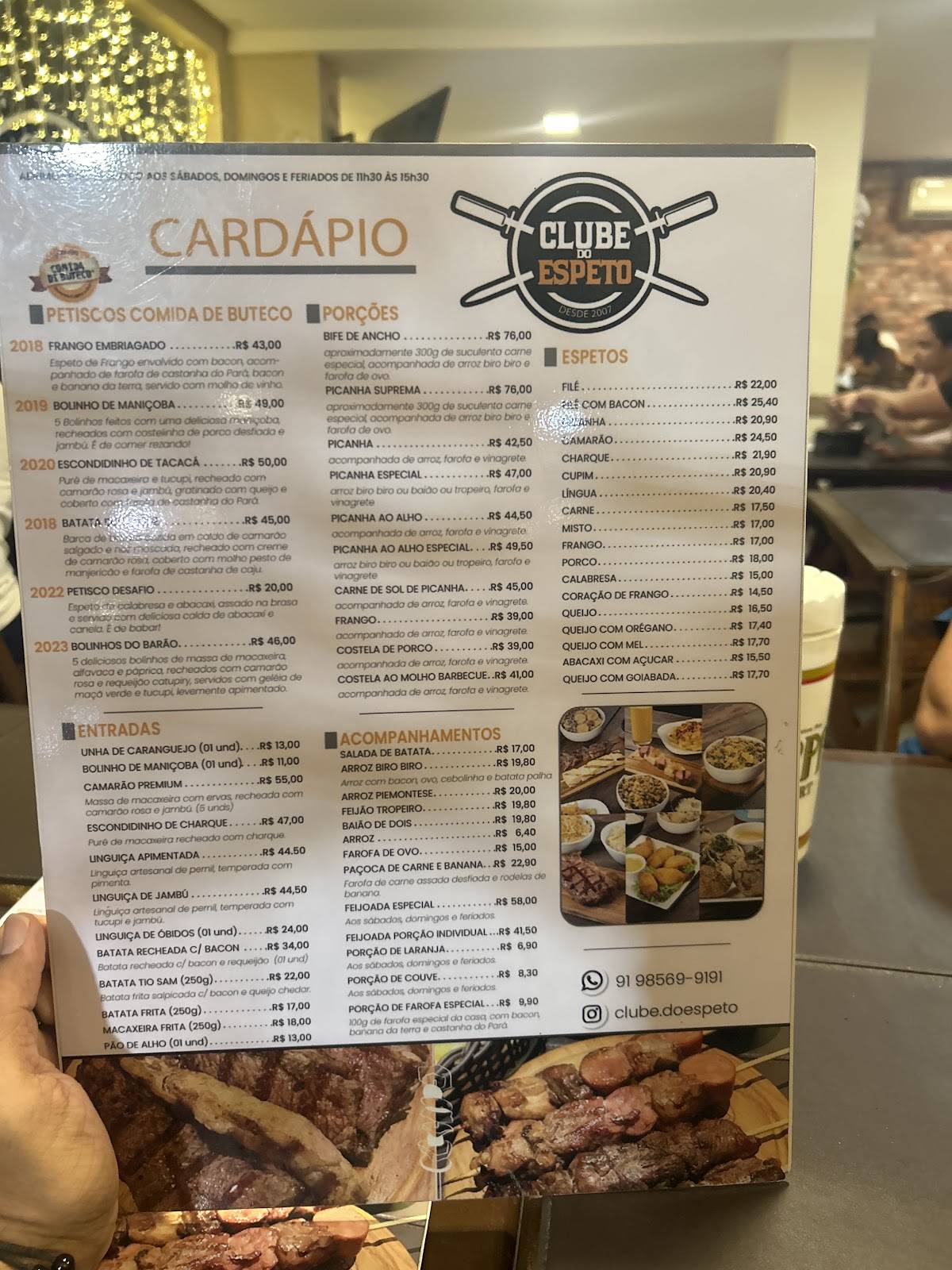 Clube do Espeto Grill cardápio
