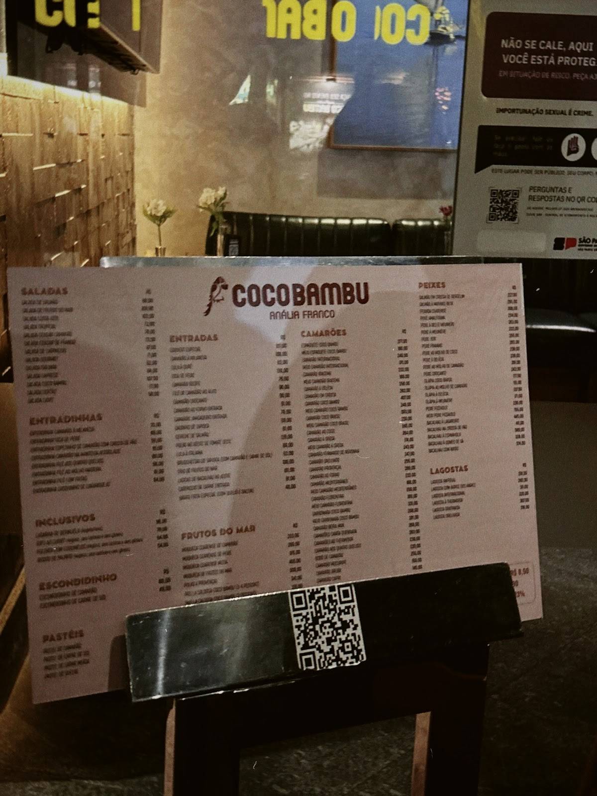 Coco Bambu cardápio