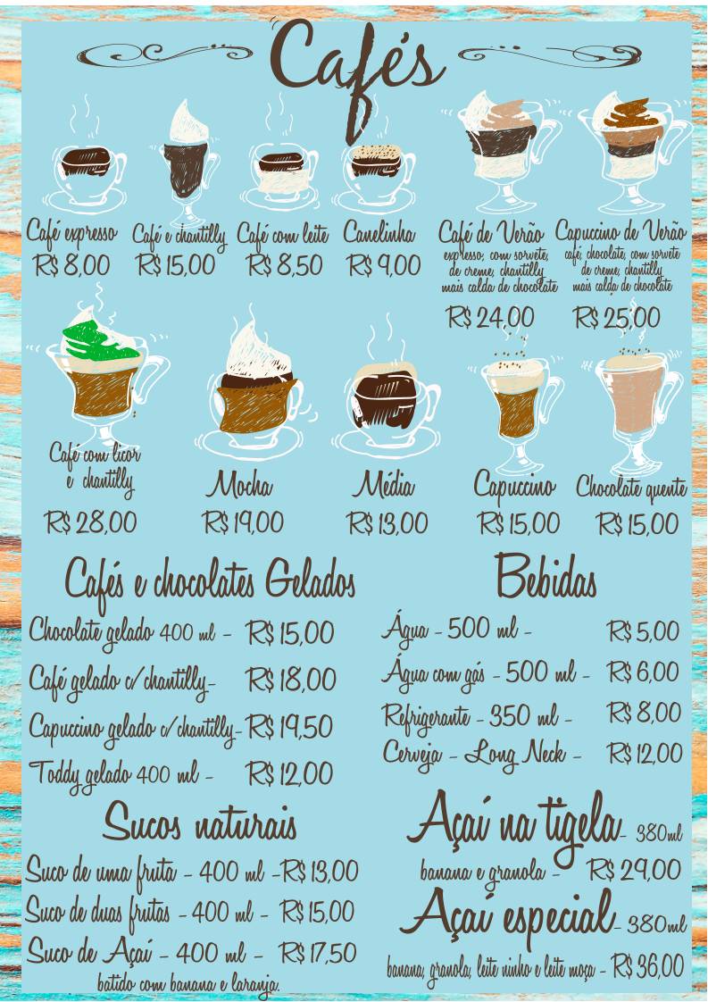 Café da Praça Guarujá cardápio