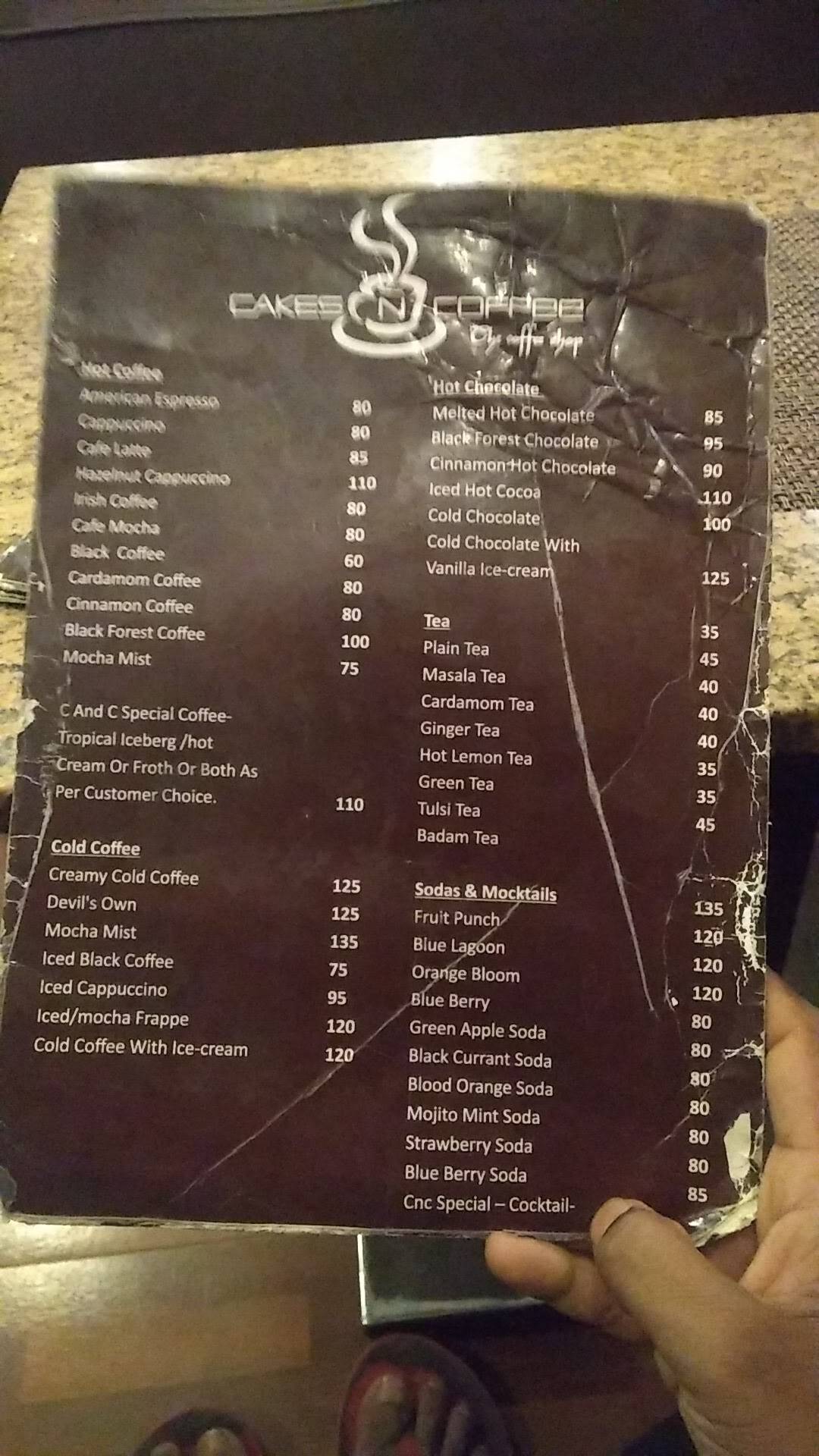 Coffee n Cakes menu