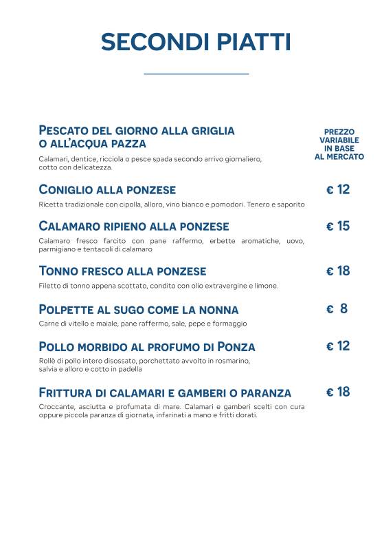 Menu di Come Ponza 