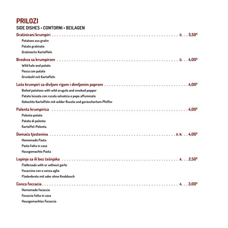 Menu di Conca d'oro 