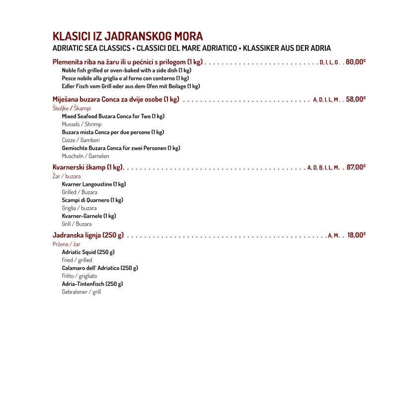 Menu di Conca d'oro 