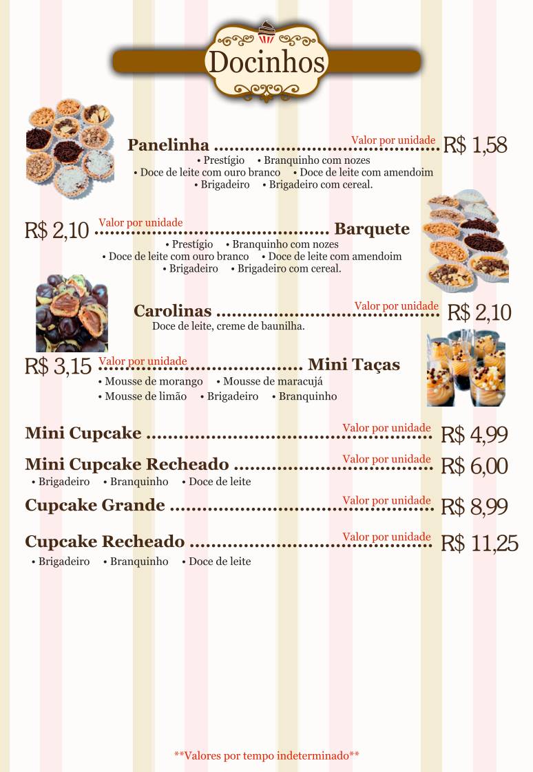 Confeitaria Colonial cardápio