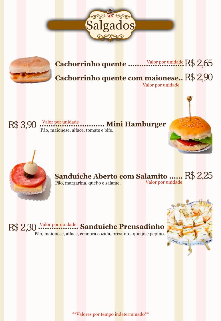 Confeitaria Colonial cardápio