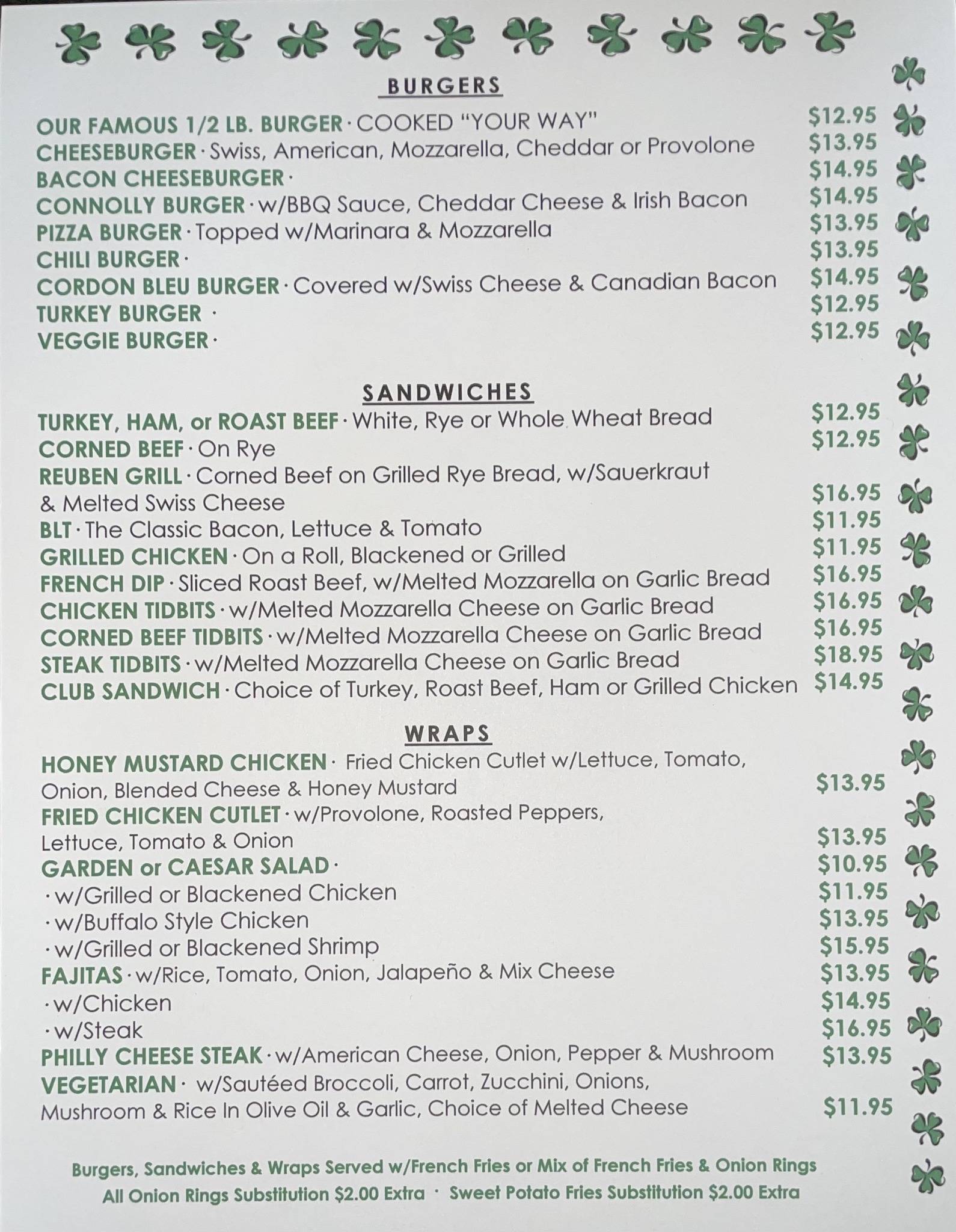 Menu at Connolly Station pub & bar, Malverne