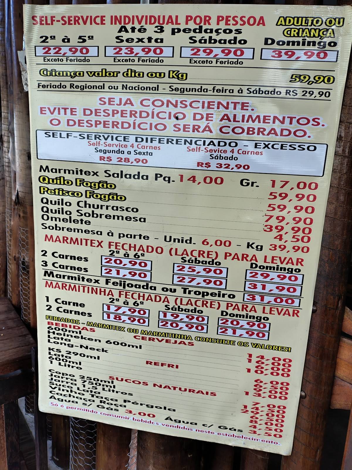 Rancho du Kbça cardápio