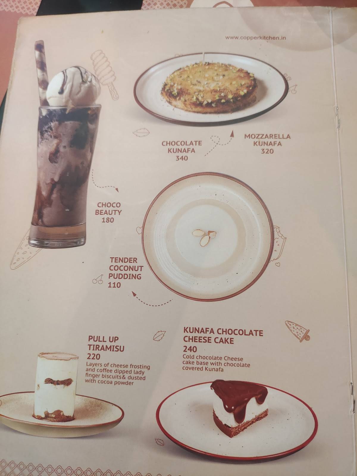 Copper Kitchen menu