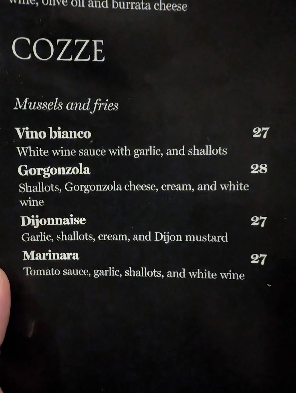 Menu de Corneli Montréal