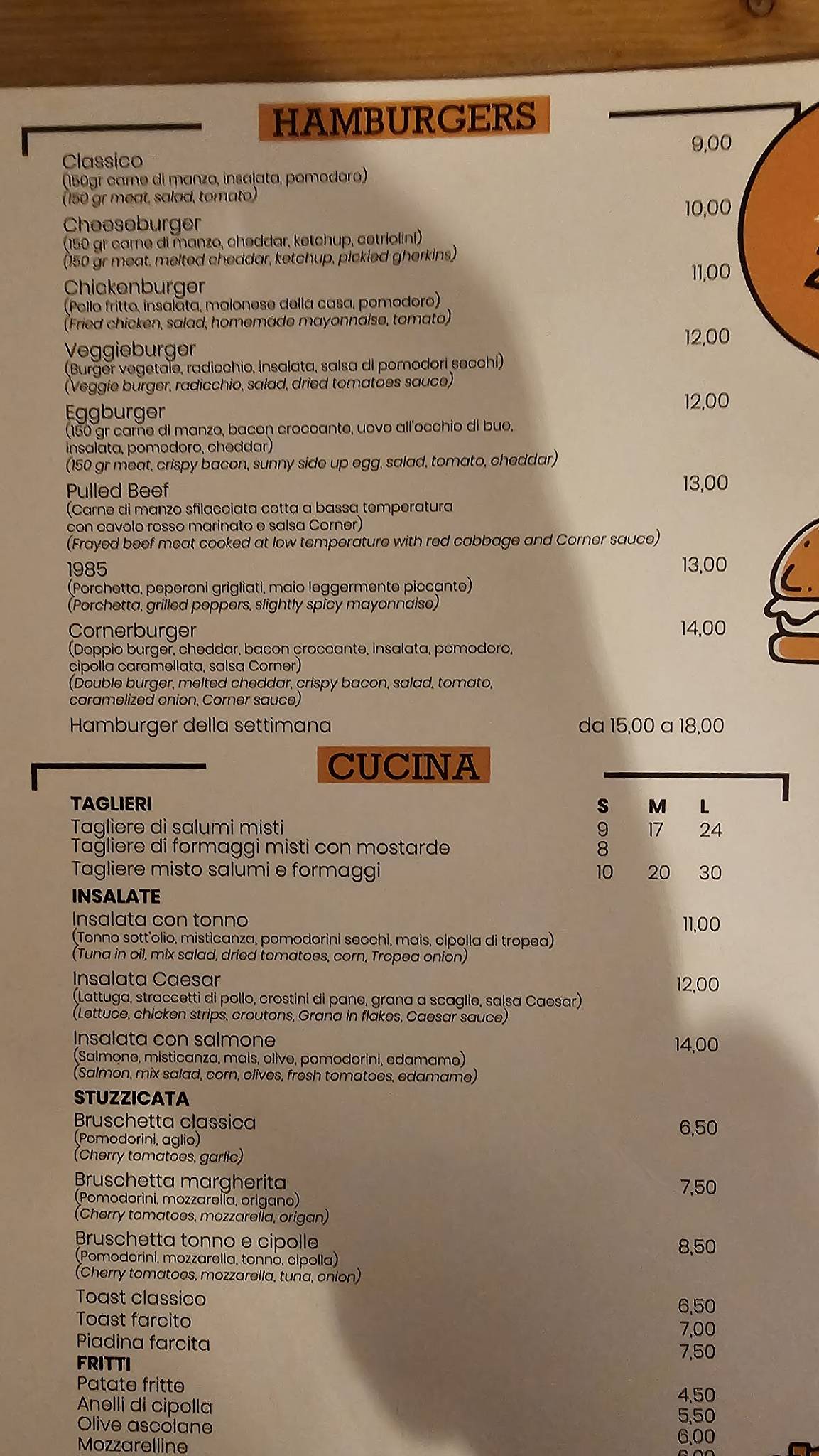 Menu di Corner Malcesine 