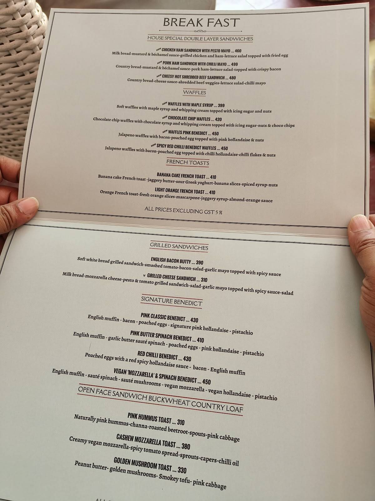 Coromandel Cafe menu