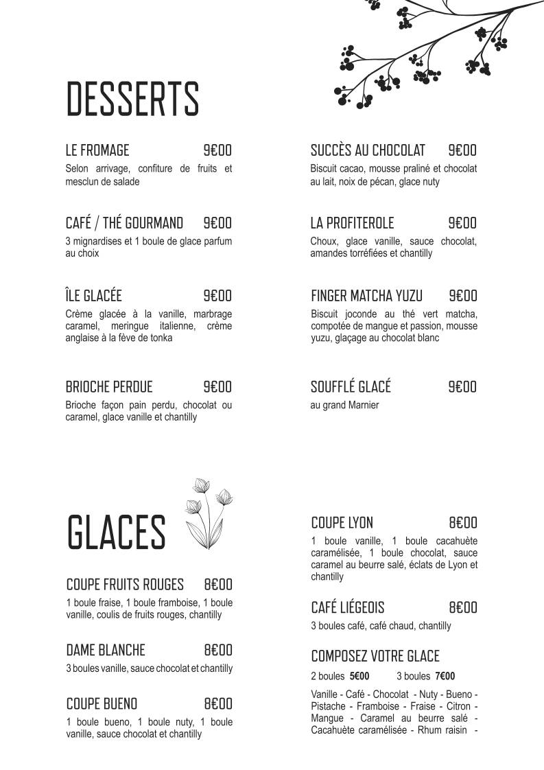 Menu de Cosy Restaurant