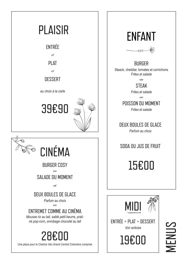 Menu de Cosy Restaurant